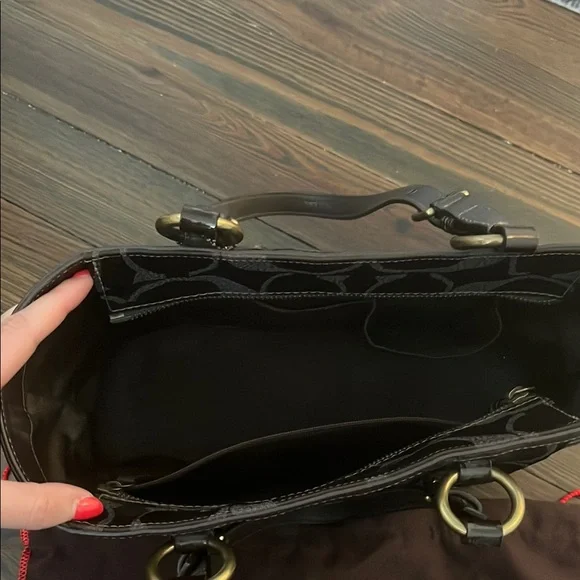 Coach Brown Monogram Tote with Chain Details - Picture 3 of 4